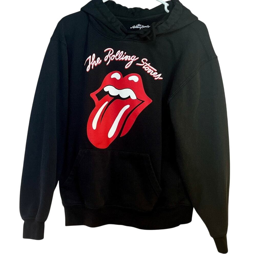 The Rolling Stones Pullover Hoodie Womens Small Cotton/Poly Black Hot Lips Logo